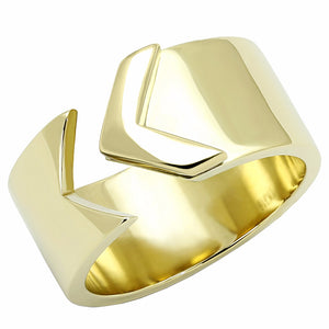 Designer Arrow Look Gold IP 316 Stainless Steel Wide Band Ring - LA NY Jewelry