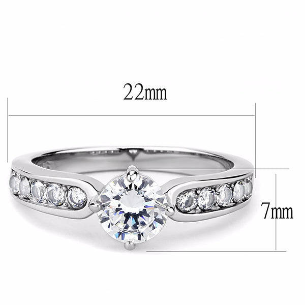6x6mm Round Cut Clear CZ Center 316 Stainless Steel Promise Ring - LA NY Jewelry