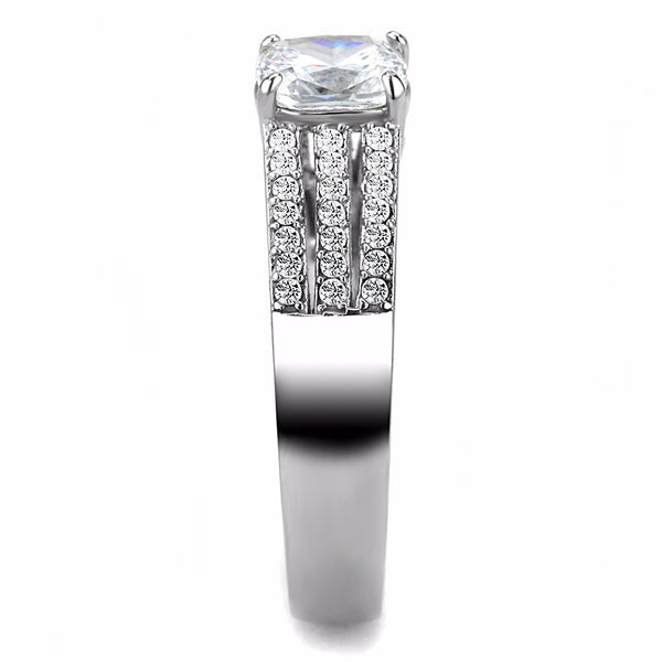 6x6mm Cushion Cut CZ Center Stainless Steel Delicate Ring - LA NY Jewelry