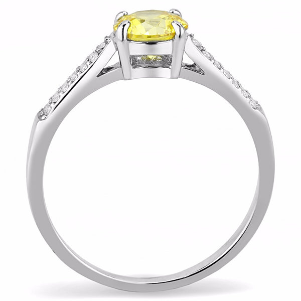 6x6mm Round Citrine CZ Center Stainless Steel Delicate Ring - LA NY Jewelry