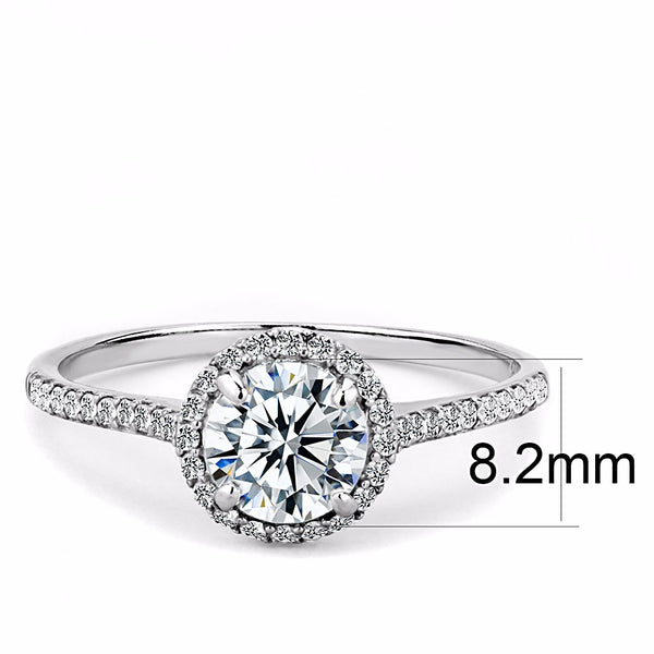 7x7mm Clear Round CZ Center Set in Stainless Steel Delicate Ring - LA NY Jewelry