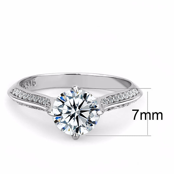 7x7mm Clear Round CZ Center Set in Stainless Steel Delicate Primise Ring - LA NY Jewelry