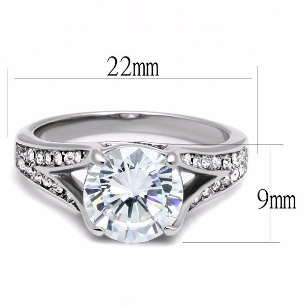 9x9mm Round Cut CZ Center 316 Stainless Steel Promise Ring - LA NY Jewelry