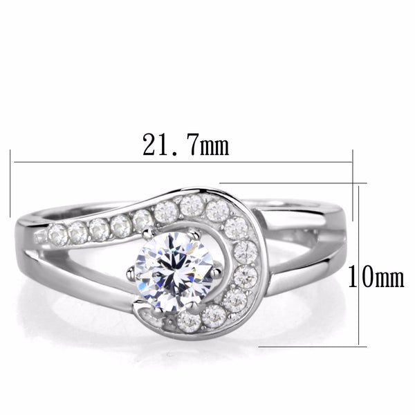 Women's 5x5mm Clear Brilliant Cut CZ Center Stainless Steel Wedding Ring - LA NY Jewelry
