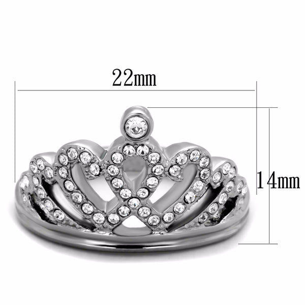 Women's Top Grade Clear Crystal 316 Stainless Steel Crown Ring - LA NY Jewelry