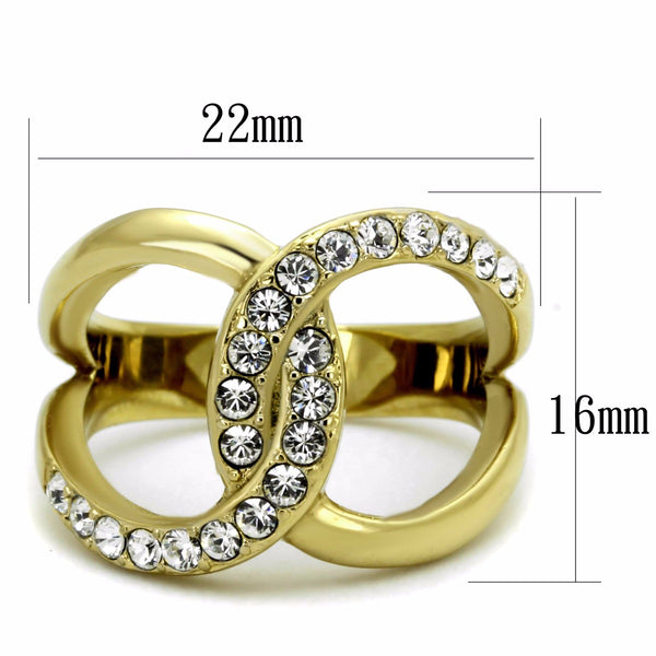 Top Grade Crystal in Two Big Links Gold IP Stainless Steel Fashion Band - LA NY Jewelry