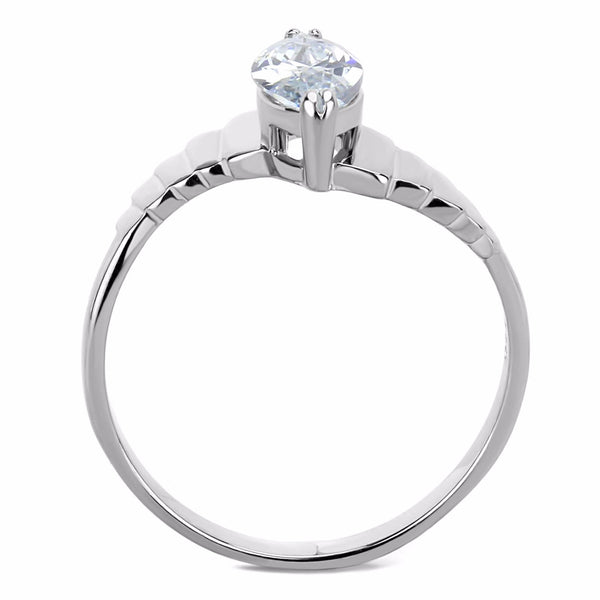 10x5mm Marquise Cut CZ Solitaire Stainless Steel Bridal Ring - LA NY Jewelry