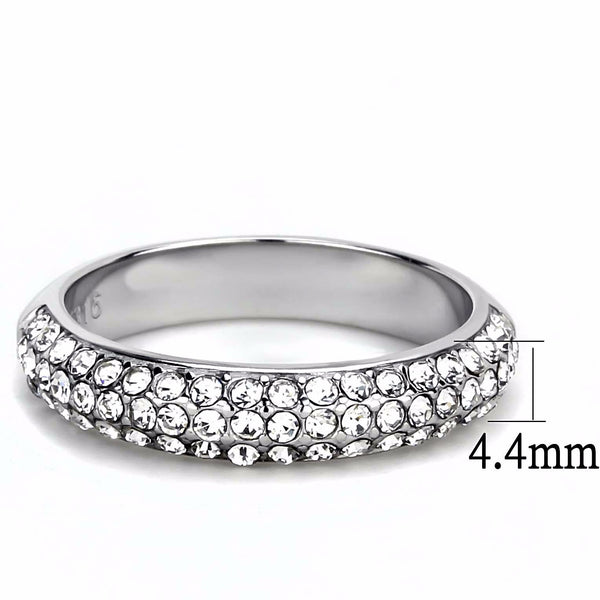 Three Rows Top Grade Clear Crystal Set in 316 Stainless Steel Band - LA NY Jewelry