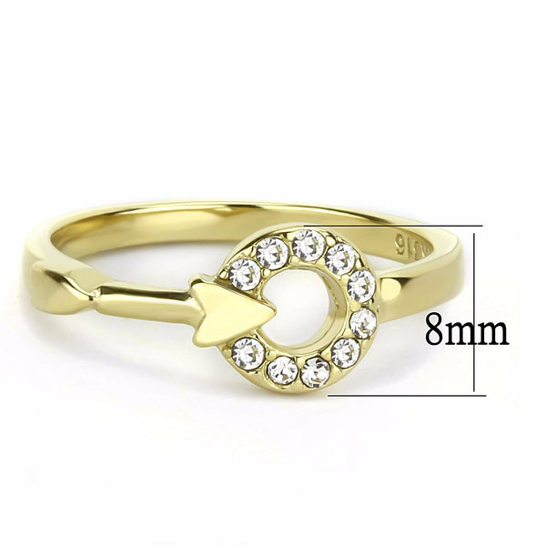 Top Grade Crystal on Circle Link Arrow Gold IP Stainless Steel Band - LA NY Jewelry