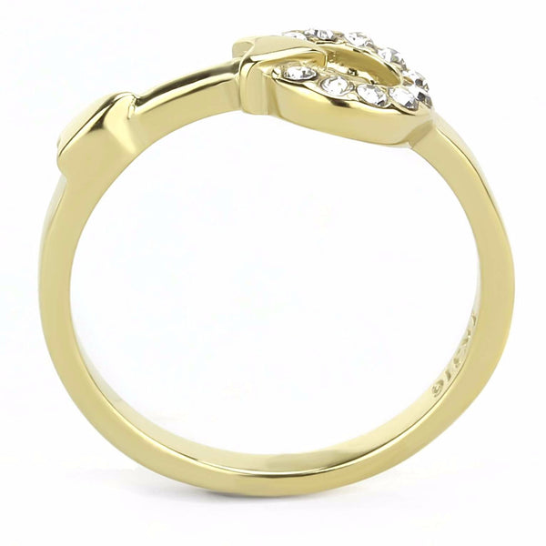 Top Grade Crystal on Circle Link Arrow Gold IP Stainless Steel Band - LA NY Jewelry