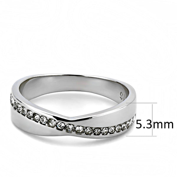 Womens Round Cut Clear Crystal Stainless Steel Eternity Wedding Band - LA NY Jewelry
