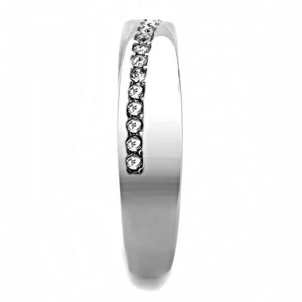 Womens Round Cut Clear Crystal Stainless Steel Eternity Wedding Band - LA NY Jewelry
