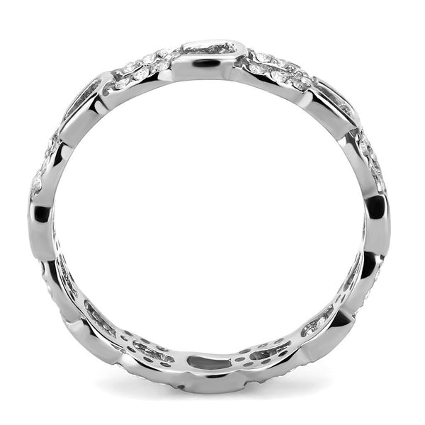 Top Grade Clear Crystal Designer 316 Stainless Steel Womens Forever Band - LA NY Jewelry