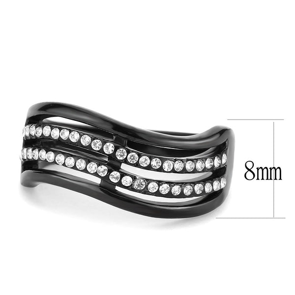 Top Grade Crystal Designer Black IP Stainless Steel Womens Infinity Pave Band - LA NY Jewelry