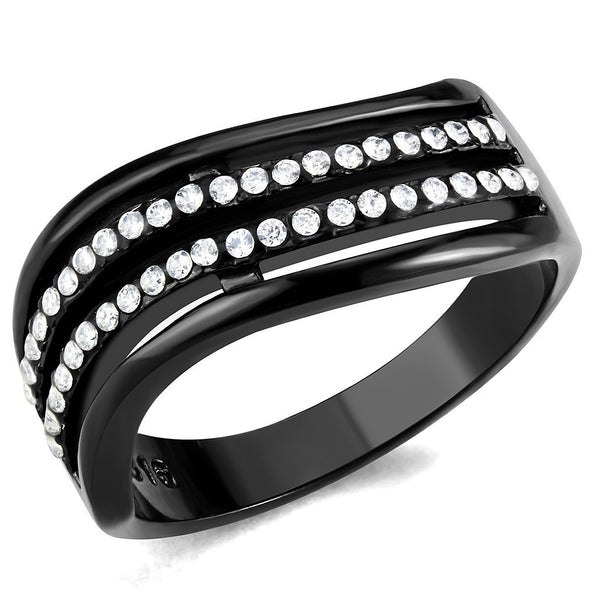 Top Grade Crystal Designer Black IP Stainless Steel Womens Infinity Pave Band - LA NY Jewelry