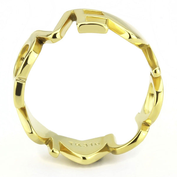 Love You Lettering Between Heart Shape Womens Gold IP Stainless Steel Band