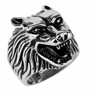 Wolf Head made in 316 Stainless Steel Mens Casting Ring - LA NY Jewelry