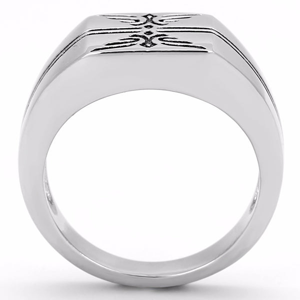 Designer Style 316 Stainless Steel Epoxy Jet Mens Ring - LA NY Jewelry