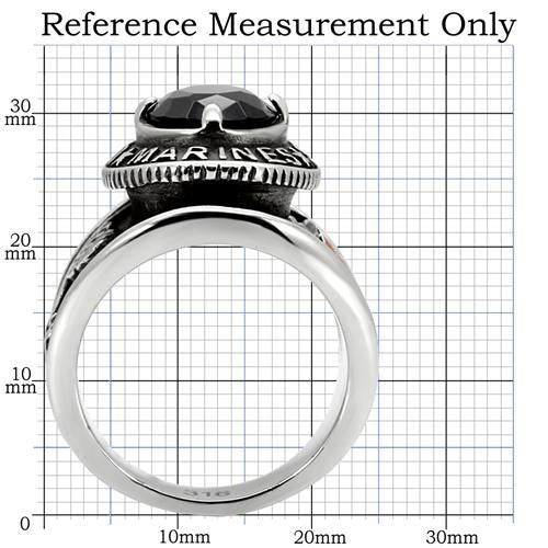Men's 316 Stainless Steel Wide Band Marine Sapphire CZ Ring