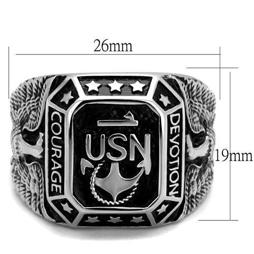 Men's 316 Stainless Steel Wide Band United States Navy Military Ring