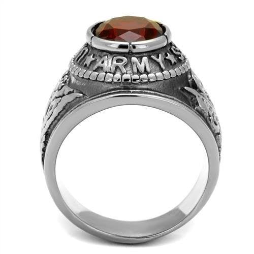 Men's 316 Stainless Steel Wide Band Army Ruby CZ Ring