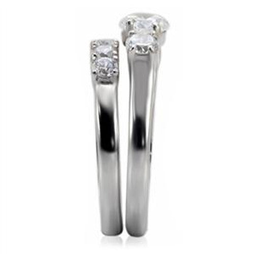 His Hers 3 PCS Stainless Steel 3-Stone CZ Engagement Ring Set and Mens Matching Band - LA NY Jewelry