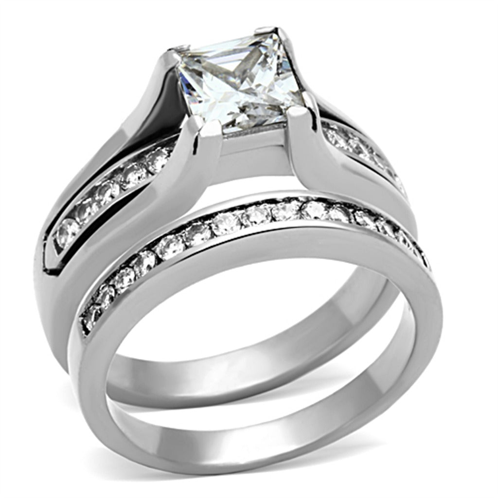 Sortija Compromiso Talla 7 Anillo De Compromiso Princesa 2.35 Quilates - Plata Rodiada Con Cubic Zirconia, Tallas 5-10, Estilo Solitario Anillo Compromiso Princesa