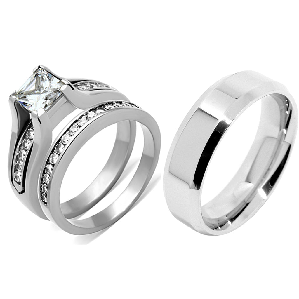 2 Carat Lab Created Princess Diamond Flat Gold Band Engagement Ring