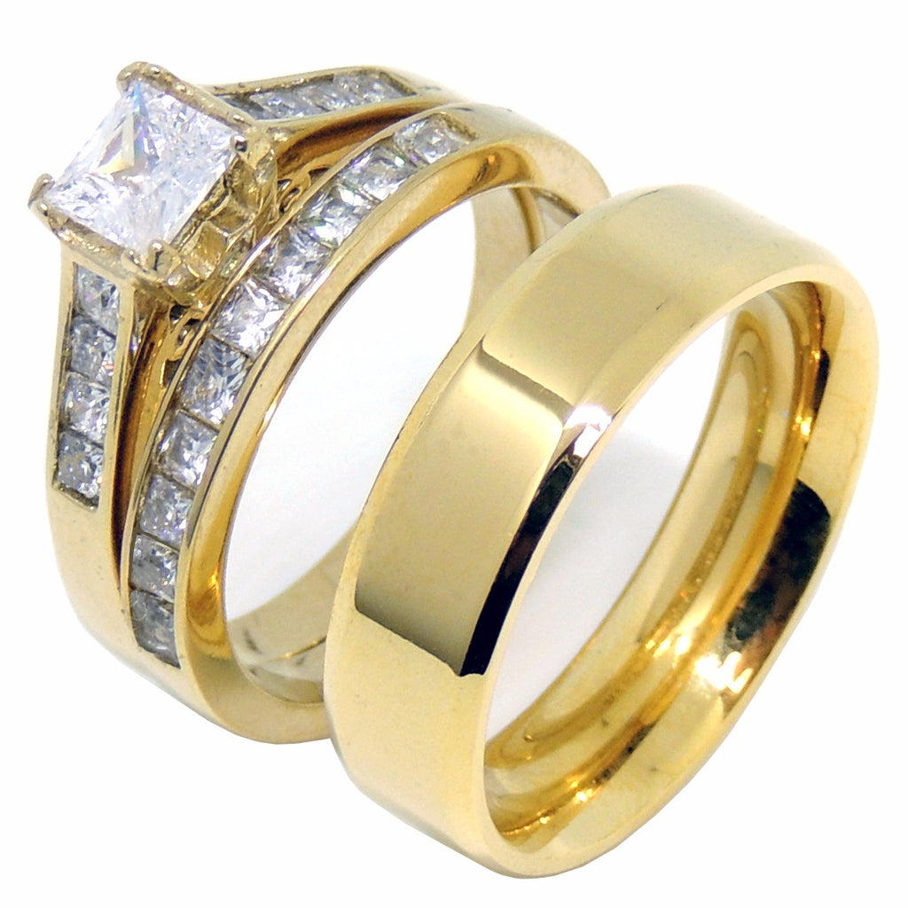 Custom Handprint Brushed Rose Gold Tungsten Couple's Matching Ring Set |  Vansweden Jewelers