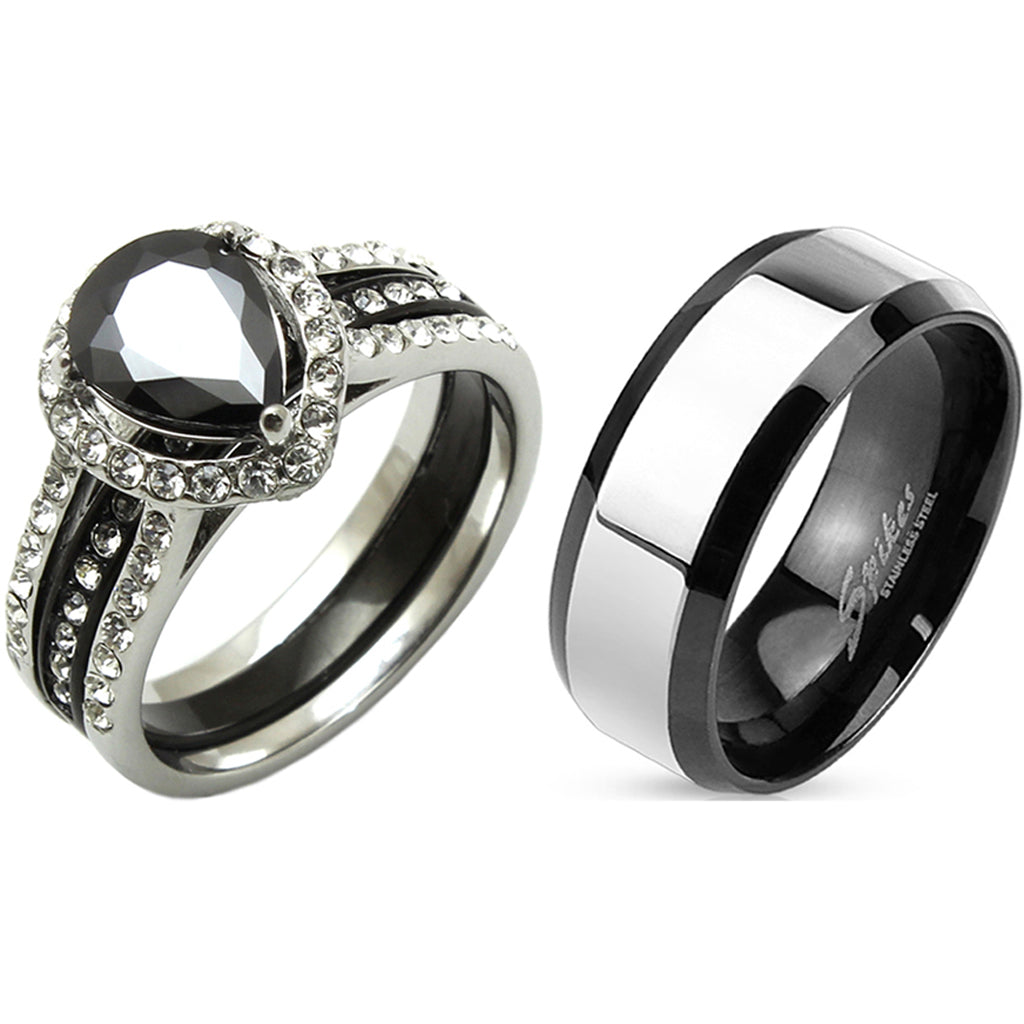 His and Hers Wedding Bands, Matching Wedding Rings, Couple