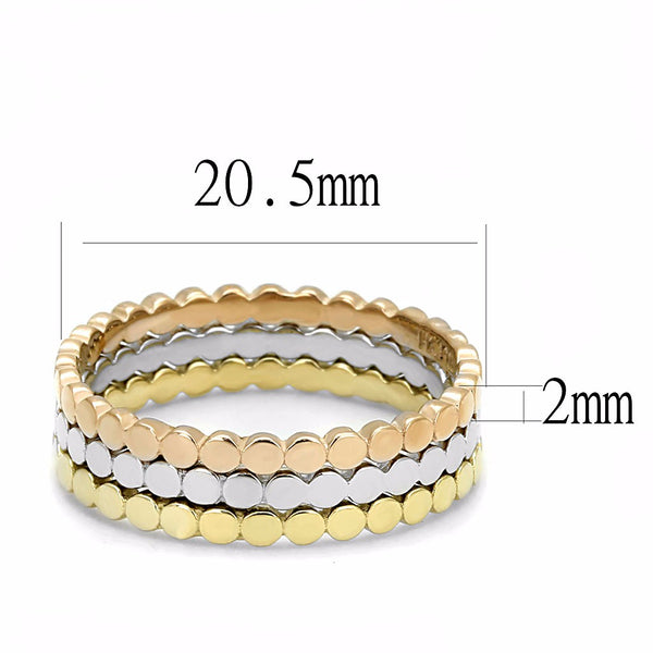 Womens 3 Colors Gold, Rose Gold, Silver IP Stainless Steel 3 Bands Set - LA NY Jewelry