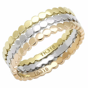 Womens 3 Colors Gold, Rose Gold, Silver IP Stainless Steel 3 Bands Set - LA NY Jewelry