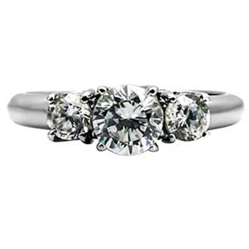 3 CZ Stone Stainless Steel Wedding Engagement Ring - LA NY Jewelry