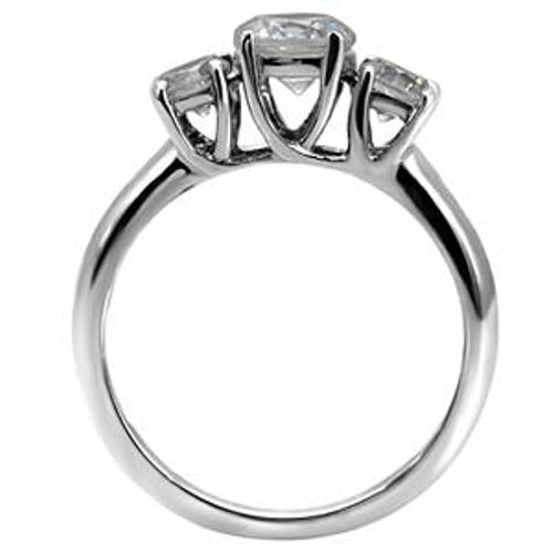3 CZ Stone Stainless Steel Wedding Engagement Ring - LA NY Jewelry