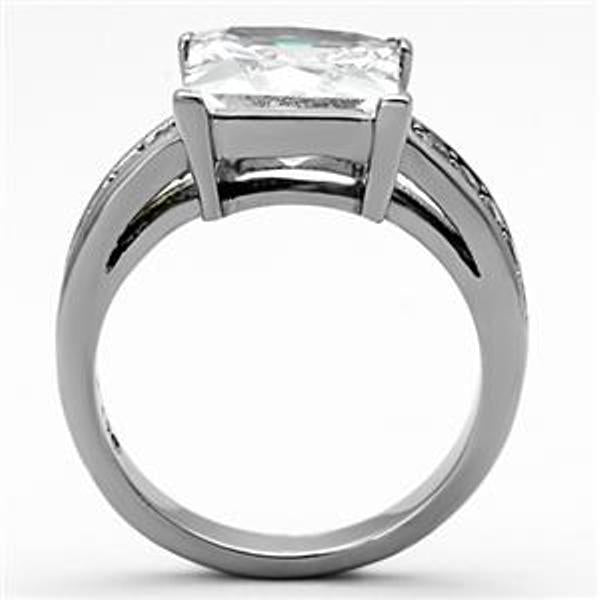 10x10mm Princess Cut CZ Stainless Steel Ring - LA NY Jewelry