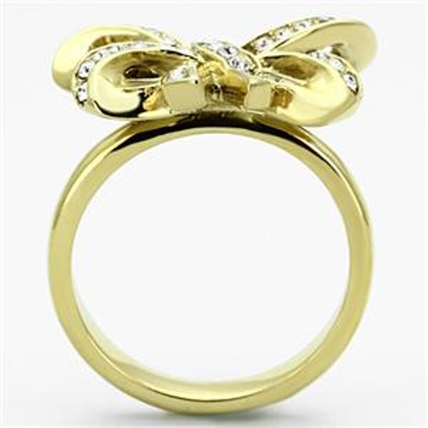 Gold Ion Plated Stainless Steel Bow Ribbon Ring - LA NY Jewelry