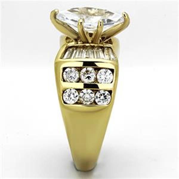 12x6mm Marquise Cut CZ Gold IP Stainless Steel Ring - LA NY Jewelry