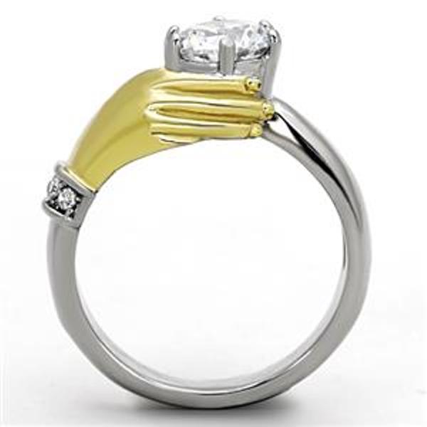 7x7mm Round Cut CZ Two Tone Gold IP Stainless Steel Ring - LA NY Jewelry
