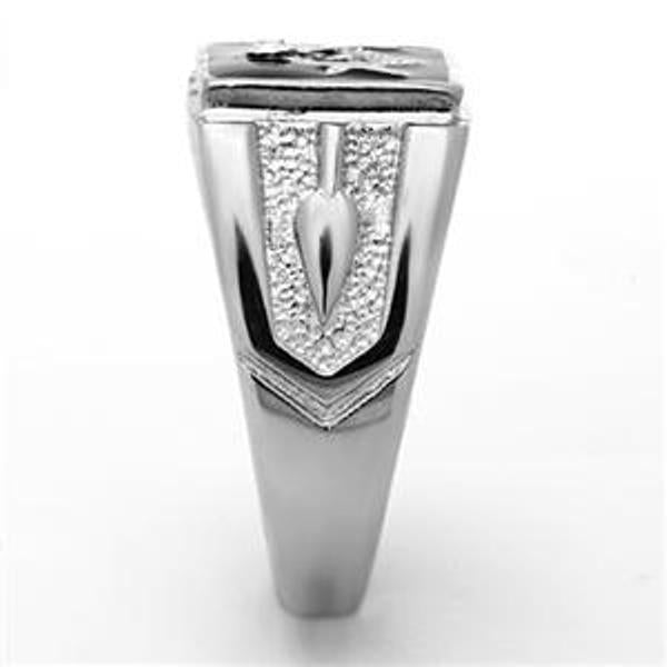 Front Face Solid Back 316 Stainless Steel Mason Men's Ring - LA NY Jewelry