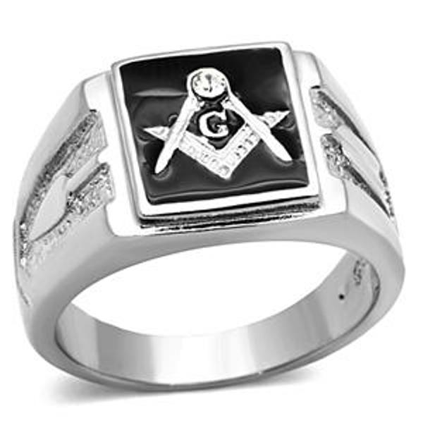 Front Face Solid Back 316 Stainless Steel Mason Men's Ring - LA NY Jewelry
